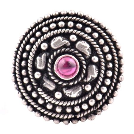 Hand crafted 92.5 Sterling Silver Ring Oxidized Heavily Decorated with Rope Design (Free Size)