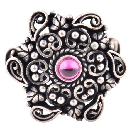 Leafy Scroll 92.5 Sterling Silver Ring Engraved Festive Wear Fashion Accessory (Free Size)