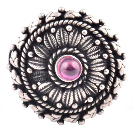 92.5 Sterling Silver Ring Leafy Pattern Mix For Cocktail Party (Free Size)