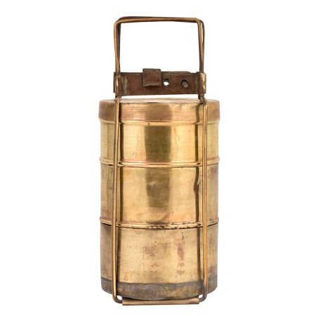 Hand made Brass Tiffin Box With Three Compartments