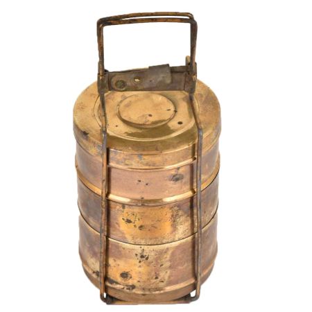 Traditional Brass Tiffin Box With Three Containers