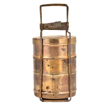 Traditional Brass Tiffin Box With Three Containers