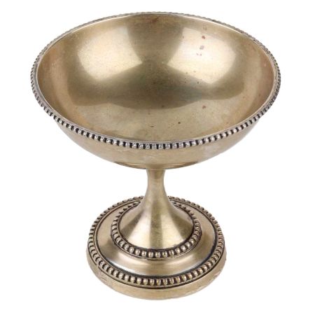 Brass Oil Lamp With Silver Polish On Stand