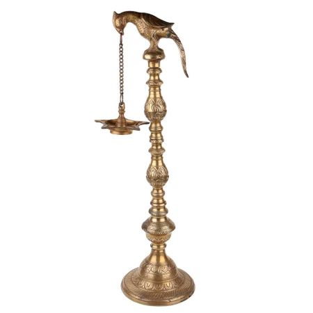 Brass Parrot Holding Hanging Oil Lamp