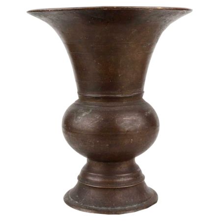 Brass Pot Or Vase With a Long and wide Mouth Centre Bulge Round Base