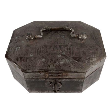 Taj Mahal Brass Jewelry Box Eight Sided Storage Box