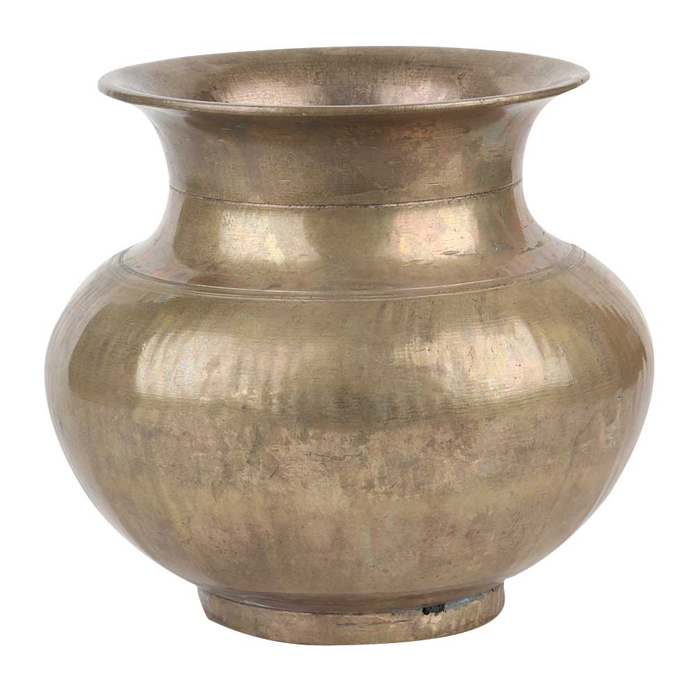 IndianShelf Vocalforlocal Handmade Vintage Brass Golden Pot Wide Mouth Large Belly Storage Pot Pack of 1 Indian Kitchen Utensils 