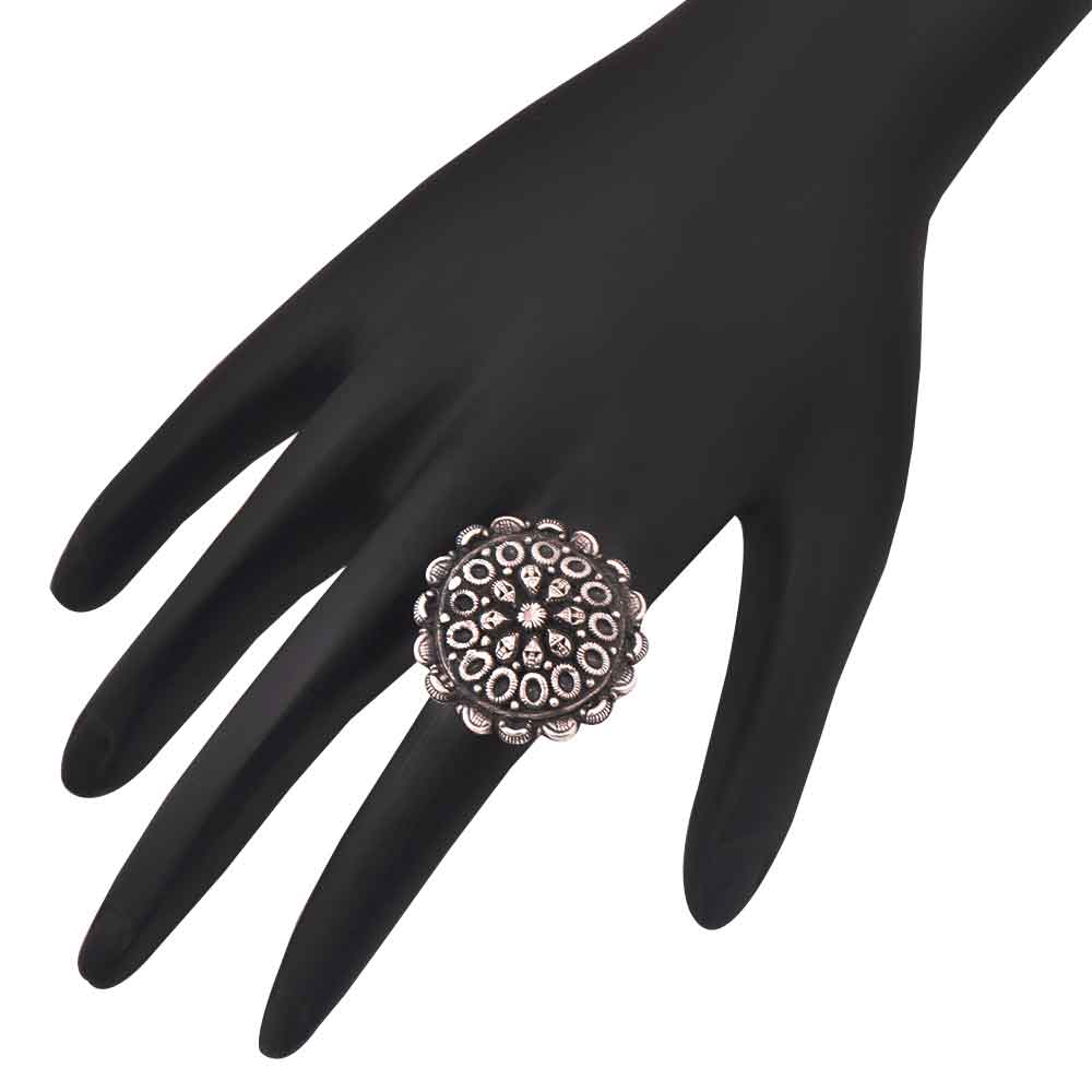 Adjustable 92.5 Sterling silver Ring Oxidized Human Head Motifs Rings Design