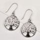 92.5 Sterling Silver Earrings Round Tree Of Life Drop Earrings
