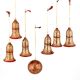 Red Floral Jingle Bell Paper Mache Christmas Ornaments (Set Of 7)