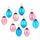 Set Of 10 Glass Christmas Ornaments Pear Shaped in Blue And Pink Colors