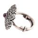 Oxidized 92.5 Sterling silver Ring Adjustable Amethyst Stone Studded  Floral and Paisley Design (Free Size)