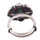 Oxidized 92.5 Sterling Silver Ring Adjustable Petals Round Amethyst And Onyx Studded Ring (Free Size)