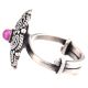 Oxidized 92.5 Sterling Silver Ring Adjustable Double Rope Parsley Amethyst Stone Studded Ring (Free Size)