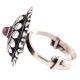 Tribal 92.5 Sterling Silver Ring With Round Amethyst And Embossed Design (Free Size)