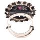 Tribal 92.5 Sterling Silver Ring With Round Amethyst And Embossed Design (Free Size)