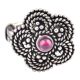92.5 Sterling Silver ring Rope Design Coiled Floral with Amethyst Stone (Free Size)