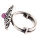 92.5 Sterling Silver ring Rope Design Coiled Floral with Amethyst Stone (Free Size)