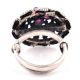 Fashionable 92.5 Sterling Silver Ring With Three Amethyst Stones (Free Size)