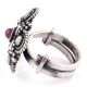 Floral Chequered 92.5 Sterling Silver Ring  Amethyst Stone Party Wear Fashion Accessory (Free Size)