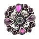 Amethyst Studded 92.5 Sterling Silver Ring With Intricate Design (Free Size)