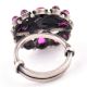 Amethyst Studded 92.5 Sterling Silver Ring With Intricate Design (Free Size)
