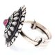 Oxidized 95.5 Sterling Silver Ring With Conch Motifs Patterned Leaves on the Border (Free Size)