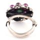 Engraved 92.5 Sterling Silver Ring Amethyst Stone Circle With Onyx Stone In The Centre (Free Size)