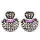 Butterfly 92.5 Sterling Silver Chandbali Earrings Fuchsia Jade Stoned Fashion For women