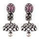 Tribal Floral Design 92.5 Sterling Silver Jhumka Earrings With Amethyst stone