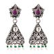 Star Amethyst 92.5 Sterling Silver Earrings  Pyramid Design Green Peridot And Pearl Beads
