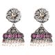 Big Floral Stud 92.5 Sterling Silver jhumkis Amethyst Stone Pearl Hangings
