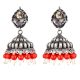 Traditional 92.5 Sterling Silver Earrings  Intricate Carved Jhumkis With Coral And Pearls