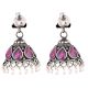 Handmade 92.5 Steling Siver Earrings Ametyst Stone Jhumki With Pearl Beads