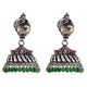 92.5 Stering Silver Earrings Tribal Stud Amethyst And Green Onyx Stone Jhumki