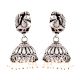 92.5 Sterling Silver Earrings Peacock Engraved Stud Tribal Jhumki Pearl Beads