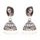 92.5 Sterling Silver Earrings Peacock Engraved Stud Tribal Jhumki Pearl Beads