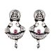 Traditional 92.5 Sterling Silver Earrings Goddess Laxmi with Elephants Stud Pink Jade Quartz Danglers