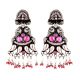 Peacock 92.5 Sterling Silver Earrings tribal Motifs With Peal and Red Coral Stone Tassels