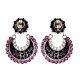 92.5 Sterling Silver Earring Diamond Motifs With Round Pink Jade Chandbali Earrings