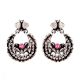 92.5 Sterling Silver Earrings With Heart Motifs And Round Pink Jade Chandbali Earrings For Women
