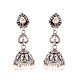 Wired Floral 92.5 Sterling silver Earrings With Pink Jade Motifs And Pearl Tassels Jhumkis