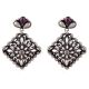 Geometric 92.5 Sterling Silver Earrings Embossed pattern Floral Centre And Border Danglers