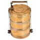 Brass Tiffin Box Three Broad Containers Brass Strap Frame