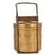 Brass Tiffin Box With Two Containers And Brass Strap Frame