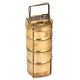 Big Brass Tiffin Box With Four Containers And A Brass Strap Frame