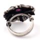 Adjustable 92.5 Sterling Silver Rings Oxidized With Amethyst Stone Traditional Motifs