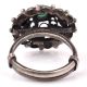 Adjustable 92.5 Sterling Silver Ring Oxidized With Onyx Stone Paisley Motif Design
