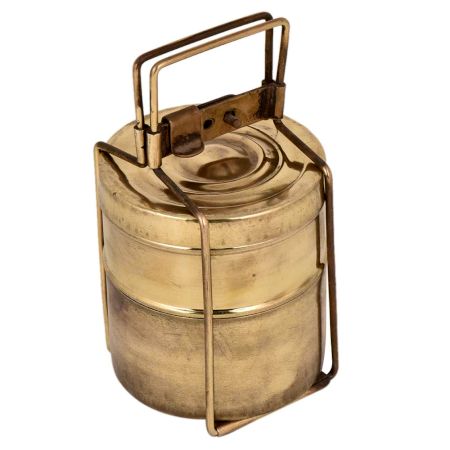 Traditional Two Tier Brass Tiffin Box Indian Kitchen
