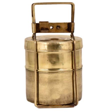 Traditional Two Tier Brass Tiffin Box Indian Kitchen